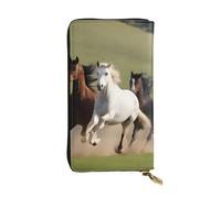 BROLEO Horses at The Gallop - Portafoglio lungo in pelle con stampa per ragazze e donne alla moda, resistente, elegante e funzionale, Nero , Taglia unica