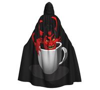 BROLEO Il diavolo nella tazza stampa Halloween adulto mantello con cappuccio uomo e donna abbigliamento mantello gioco di ruolo