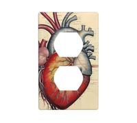 BROLEO Il pannello da parete a doppia presa con stampa di grafici a cuore di anatomia umana è durevole e adatto per accessori per interruttori della luce della presa 11,4 x 7 cm