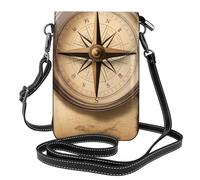 BROLEO La bussola e la vecchia mappa del mondo che stampa la piccola borsa di cuoio del telefono di vibrazione di vibrazione delle piccole donne, impermeabile e durevole