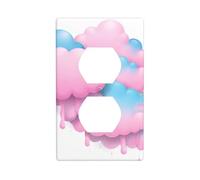 BROLEO La piastra di copertura per presa elettrica a doppia presa con stampa di nuvole di zucchero filato rosa è resistente agli urti e durevole, 11,4 x 7 cm