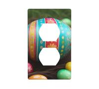 BROLEO La piastra di copertura per presa elettrica a doppia presa con stampa di uova di Pasqua colorate è resistente agli urti e durevole, 11,4 x 7 cm