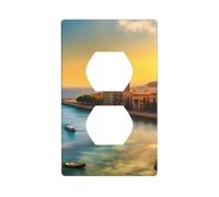 BROLEO La piastra di copertura per presa elettrica con stampa tramonto a Barcellona è resistente agli urti e durevole, 11,4 x 7 cm