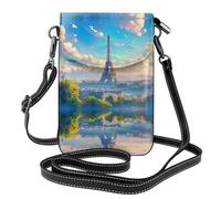 BROLEO La torre Eiffel di Parigi della pittura a olio che stampa la piccola borsa di cuoio del telefono di vibrazione di vibrazione delle donne