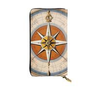 BROLEO Law of The Compass - Portafoglio lungo in pelle con stampa marina, per ragazze e donne alla moda, resistente, elegante e funzionale, Nero , Taglia unica