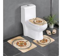 BROLEO Law of The Compass - Set di 3 tappetini da bagno, antiscivolo, asciugatura rapida