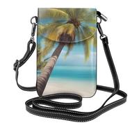 BROLEO Le palme e il chiaro mare che stampano la piccola borsa di cuoio del telefono di vibrazione di vibrazione delle piccole donne, impermeabile e durevole