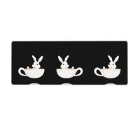 BROLEO Leisurely, tappetino per mouse extra large con stampa di coniglietto bianco, forte adesione, durevole, bordo di bloccaggio preciso 30,5 x 80 cm