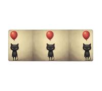 BROLEO Little Black Cat Holding a Balloon Printing Extra Large Mouse pad, Computer Office Anti Slip Gaming Keyboard Versione ispessita 30,5 x 80 cm