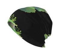 BROLEO Little Fox Behind The Tree Prints, cappello lavorato a maglia per adulti, berretto casual, cappello elastico senza orlo, unisex nero