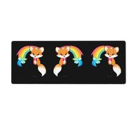 BROLEO Little Fox con fiocco e stampa arcobaleno extra large tappetino per mouse forte adesione, durevole, bordo di bloccaggio preciso 30,5 x 80 cm