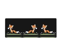 BROLEO Little Fox Picking Dandelions - Tappetino per mouse extra large, forte adesione, durevole, bordo di bloccaggio preciso 30,5 x 80 cm