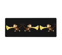 BROLEO Little Monkey - Tappetino per mouse con stampa tromba che soffia, extra large, forte adesione, durevole, bordo di bloccaggio preciso 30,5 x 80 cm