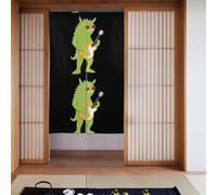 BROLEO Little Monster - Tenda in tessuto con stampa di un mostro che suona la chitarra, in due pezzi, 86,4 x 142,2 cm, divisori, in tessuto, liscia e non si stropiccia facilmente