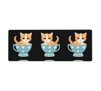 BROLEO Little Orange Cat In A Polka Dot Cup Stampa Extra Large Mouse Pad Forte Adesione, Durevole, Preciso Bordo di Bloccaggio 30,5 x 80 cm