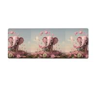 BROLEO Little Pink Elephant Watering The Flowers Printing Extra Large Mouse pad, Computer Office Anti Slip Gaming Keyboard Versione ispessita 30,5 x 80 cm