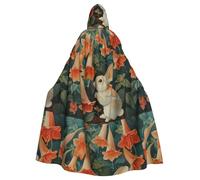 BROLEO Little Rabbit Under The Morning Glory Stampa Halloween Adulto Mantello Con Cappuccio Uomini E Donne Abbigliamento Mantello Gioco di Ruolo