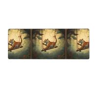 BROLEO Little Tiger on The Swing - Tappetino per mouse extra large, per computer e ufficio, tastiera da gioco antiscivolo, versione ispessita, 30,5 x 80 cm