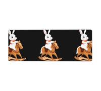 BROLEO Little White Rabbit Riding a Wooden Horse Printing Extra Large Mouse pad, Computer Office Anti Slip Gaming Keyboard Versione ispessita 30,5 x 80 cm