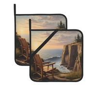 BROLEO Looking Out to Sea - Set di 2 presine isolate quadrate con stampa, 20,3 x 20,3 cm, spesse e durevoli, antiscottatura e termoisolanti