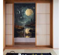 BROLEO Luna Stelle e Pianeti stampa Porta tenda partizione splicing protezione della privacy adatta per cucina, bagno, stanza 86,4 x 142,2 cm