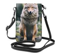 BROLEO Lupo dopo la pioggia che stampa la piccola borsa del telefono di vibrazione di vibrazione della borsa di cuoio delle donne, impermeabile e