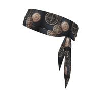 BROLEO Magical Design - Foulard sportivo con rune norrene, stampa bussola, fascia casual, elastica, assorbe il sudore, regolabile, antiscivolo