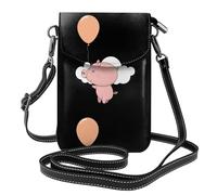 BROLEO Maiale che tiene il pallone sulla nuvola che stampa la piccola borsa di cuoio del telefono di vibrazione di vibrazione delle piccole donne, impermeabile e durevole