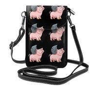 BROLEO Maiale con le ali che stampano la piccola borsa del telefono di vibrazione della borsa di vibrazione della tracolla delle donne