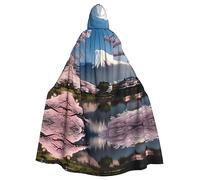 BROLEO Mantello con cappuccio per adulti con stampa del Monte Fuji all'inizio della primavera per feste in costume ed eventi a tema