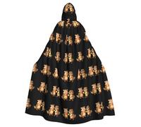 BROLEO Mantello con cappuccio per adulti con stampa di canguro e mele, senza cerniera, comodo per feste in costume