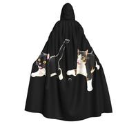 BROLEO Mantello con cappuccio per adulti con stampa di gattini giocosi per feste in costume ed eventi a tema