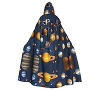 BROLEO Mantello con cappuccio per adulti con stampa di pianeti del sistema solare, per feste in costume ed eventi a tema