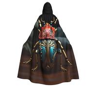 BROLEO Mantello con cappuccio per adulti con stampa di scarabeo colorato per feste in costume ed eventi a tema