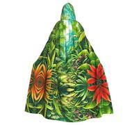 BROLEO Mantello con cappuccio per adulti con stampa di scena della giungla della foresta pluviale tropicale, senza cerniera, comodo per feste in costume