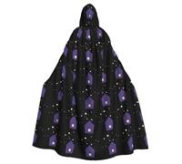 BROLEO Mantello con cappuccio per adulti, con stampa Little Purple House Under The Starry Sky, senza cerniera, comodo per feste in costume