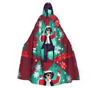 BROLEO Mantello con cappuccio per adulti con stampa Merry Christmas Wishes senza cerniera, comodo per feste in costume