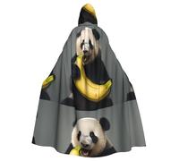 BROLEO Mantello con cappuccio per adulti con stampa panda che mangia banana per Halloween per feste in costume ed eventi a tema