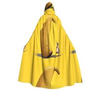 BROLEO Mantello con cappuccio per adulti e feste in costume e eventi a tema, motivo: piccola scimmia su una banana grande