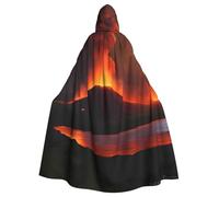 BROLEO Mantello con cappuccio per Halloween per adulti per feste e costumi Il vulcano Kilauea in eruzione Immagine