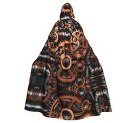 BROLEO Mantello con cappuccio Steampunk con ingranaggi meccanici, per Halloween, per adulti, senza cerniera, comodo per feste in costume