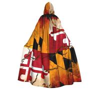 BROLEO Mantello vintage in legno con stampa bandiera del Maryland Halloween per adulti per feste in costume ed eventi a tema