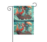 BROLEO Mermaid Girl And Sailing on Sea Pirate Nave Stampa Giardino Bandiera Esterna Cortile Decorazione Moda 30,5 x 45,7 cm