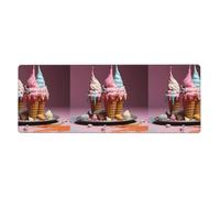 BROLEO Mini tappetino per mouse extra large con stampa gelato, tastiera da gioco antiscivolo per computer, ufficio, versione ispessita, 30,5 x 80 cm