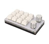 BROLEO Mini tastiera, interruttore blu, tastiera acrilica programmabile con una sola mano, 12 tasti con 2 manopole per PC (White #13)