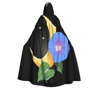 BROLEO Morning Glory On The Moon Stampa Halloween Adulto Mantello Con Cappuccio Abbigliamento Uomo E Donna Mantello Gioco di Ruolo