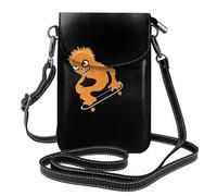 BROLEO Mostro arancio che stampa la piccola borsa di cuoio del telefono di vibrazione di vibrazione della tracolla delle piccole donne, impermeabile e durevole