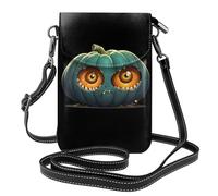 BROLEO Mostro della zucca che mangia i bulbi oculari che stampano la borsa del telefono di vibrazione della tracolla delle piccole donne di cuoio, impermeabile e durevole