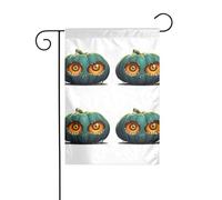 BROLEO Mostro di zucca che mangia bulbi oculari stampa asta bandiera giardino decorazione cortile esterno fronte-retro 30,5 x 45,7 cm