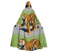 BROLEO Mr. Dancing Tiger Prints - Mantello con cappuccio per Halloween, per adulti, senza cerniera, comodo per feste in costume